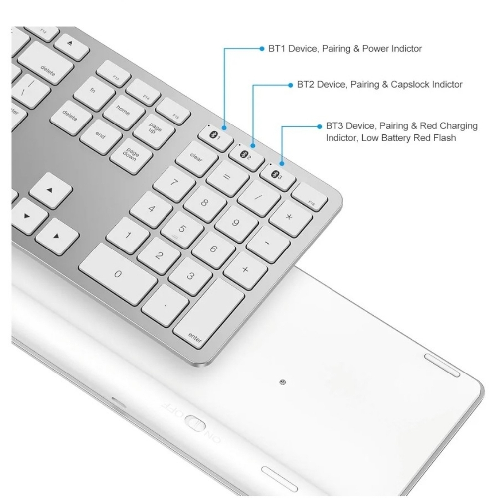 (F1)Wireless Bluetooth Keyboard for Mac or Windows PC - Picture 3 of 7